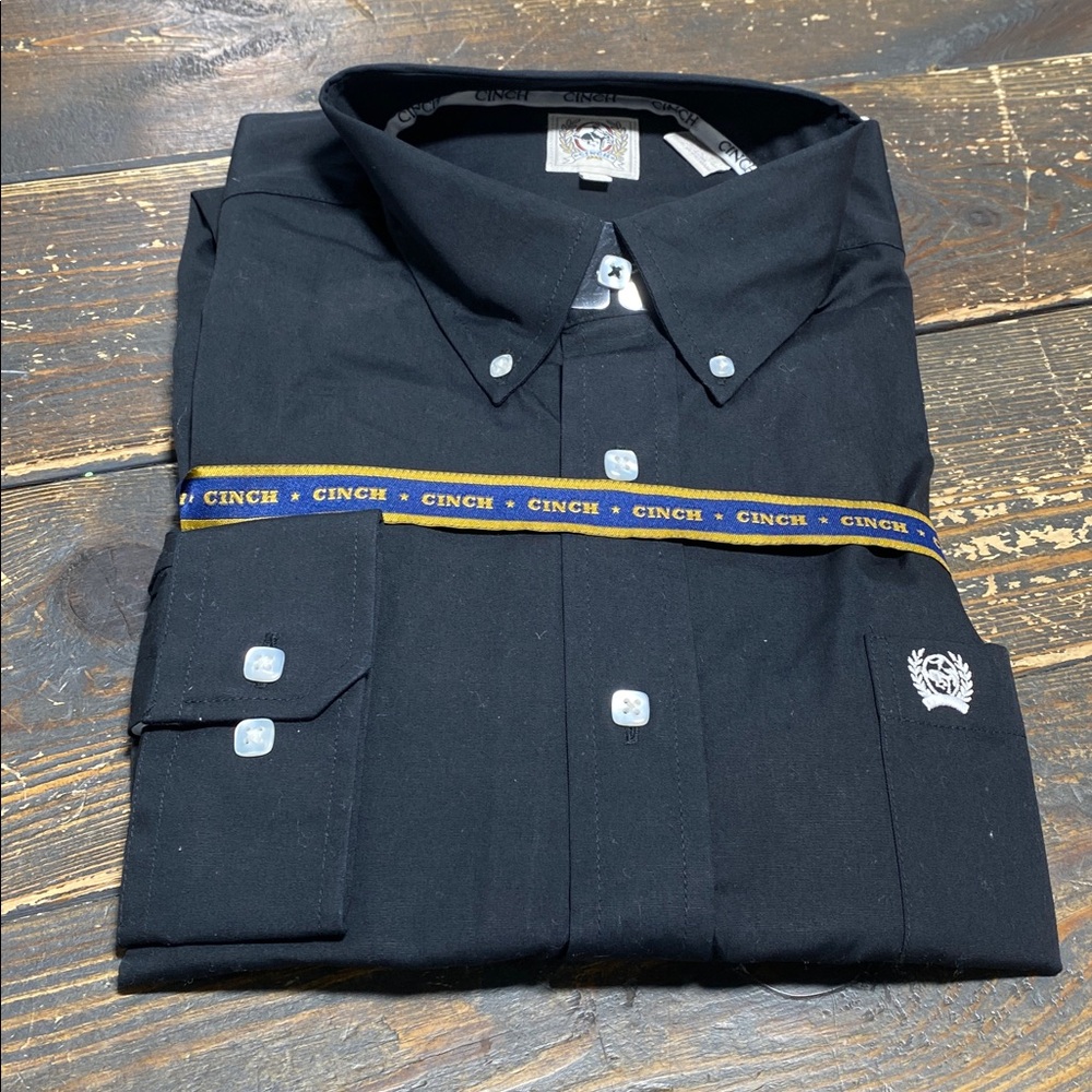Cinch Men’s Solid Black Long-Sleeve Button Down - M - Picture 4 of 11